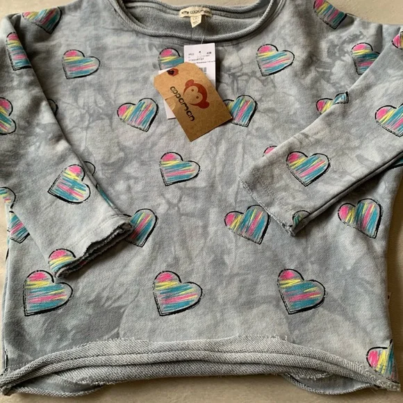 APPAMAN girls slouchy sweatshirt 80% gray cotton distressed style sweats… - Picture 6 of 14